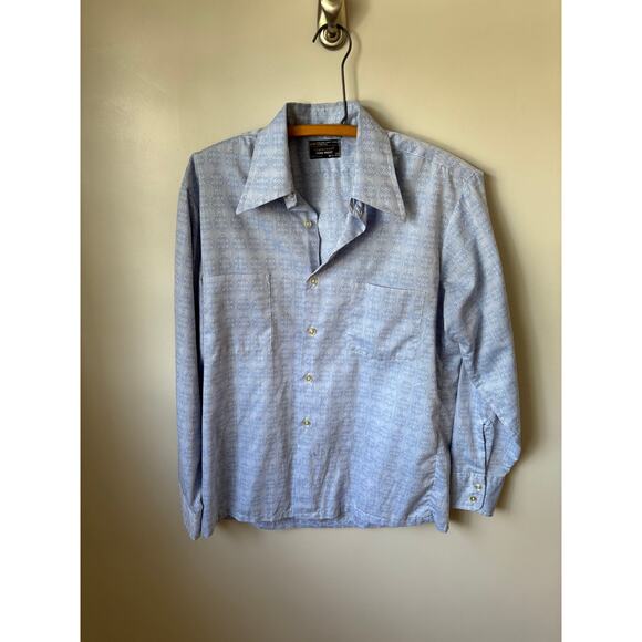 Blue Geometric Patterned Polyester Disco Shirt - Picture 3 of 7